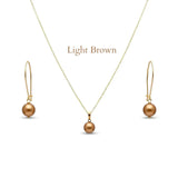 18K Gold Filled Multi-Color Pearl Necklace & Drop Earrings Set – 12mm High-Luster Pearl with 60cm Cable Link Chain in 7 Vibrant Shades