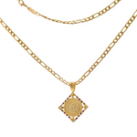 Load image into Gallery viewer, 18K Gold Filled Square Sovereign Pendant Necklace
