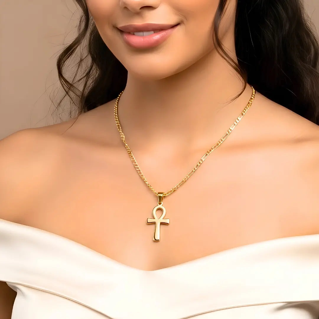 60CM x 4MM 14K Gold Filled Ankh Cross Necklace | Tarnish Proof Unisex Jewelry