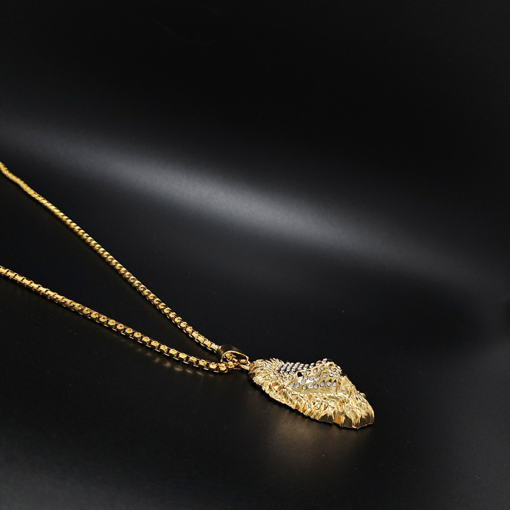 18k Gold Filled Lion Head Pendant with CZ