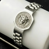 23CM x 14MM Unisex Medusa Head Emblem Link Bracelet – 18K Gold Filled & Stainless Steel Silver Tarnish-Proof Jewelry