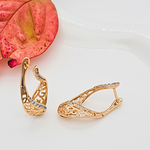 Load image into Gallery viewer, 18K Gold Filled Egyptian Pattern Huggie Earrings with Cubic Zirconia