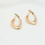 Load image into Gallery viewer, 18K Gold Filled Leaf Shaped Huggie Earrings with CZ