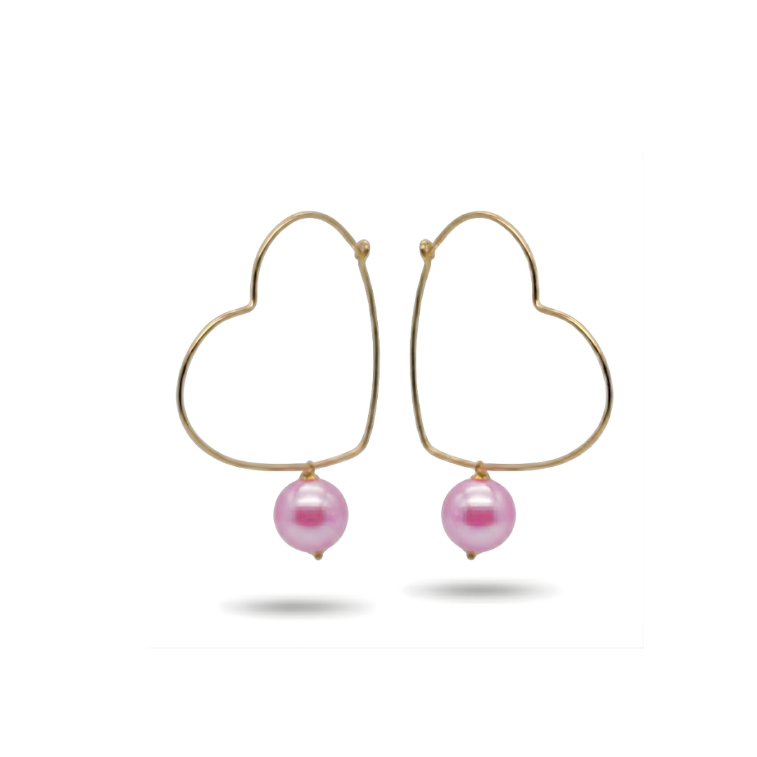 18K Gold Filled Heart Shape Pearl Earrings