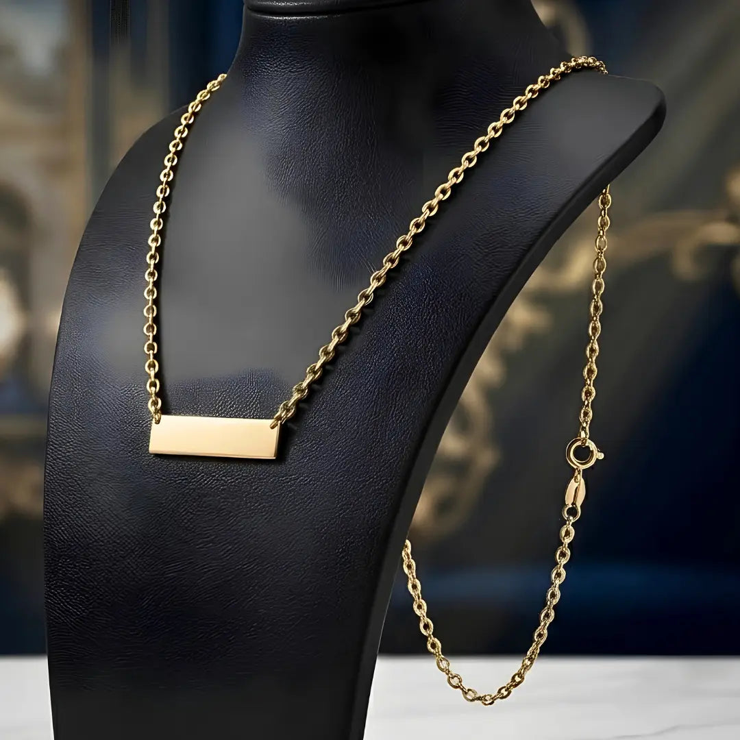 48cm Chain 18K Gold-Filled Horizontal Bar Pendant Necklace –  Tarnish-Proof Minimalist Gold Bar Jewelry
