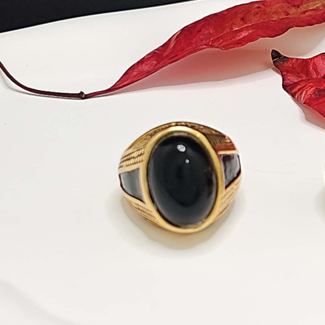 Mens Onyx Rings In Black & Red Stone