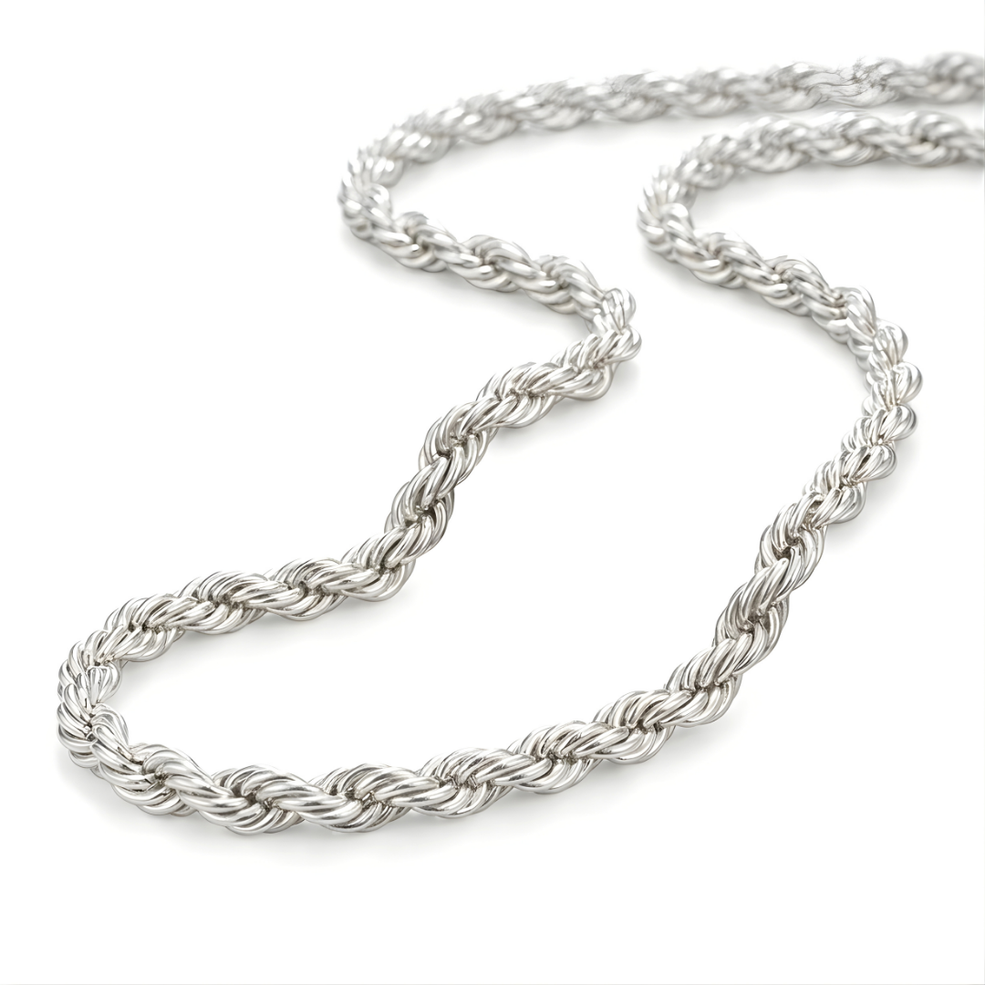 Stainless Steel Silver Rope Chain Necklace 50cm 12mm