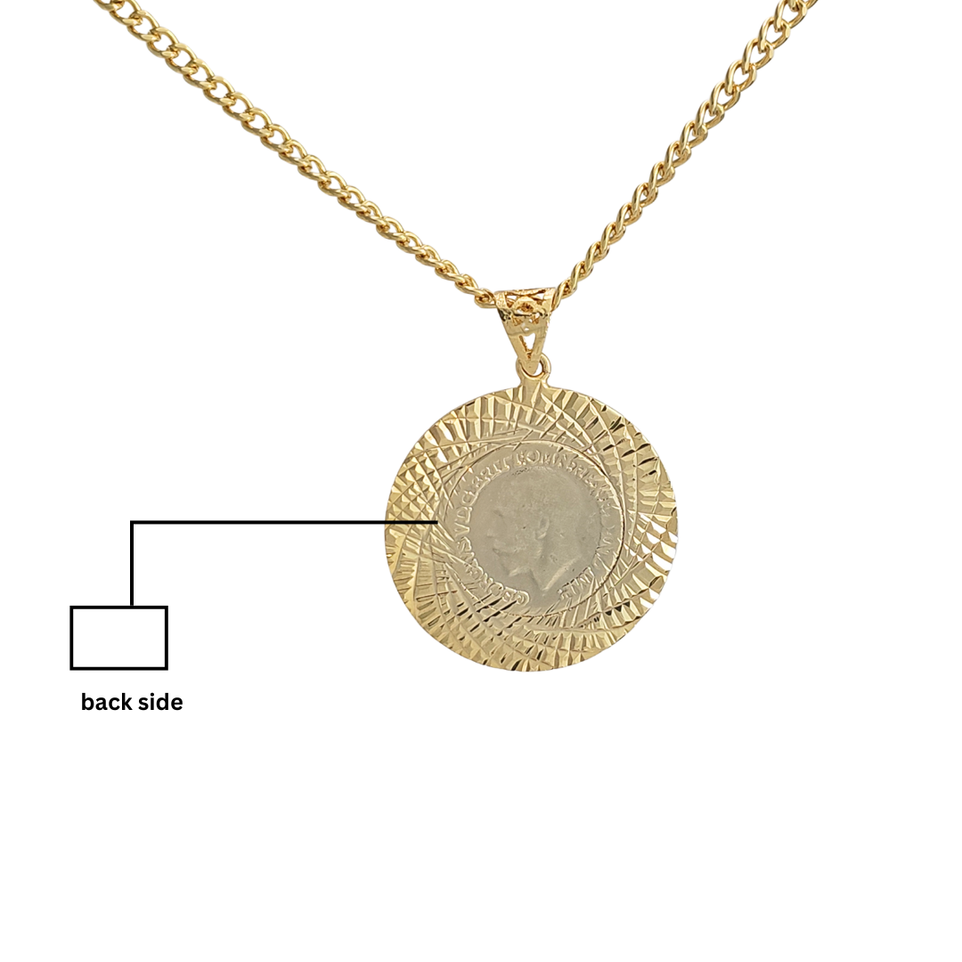 18K Gold Filled Customized Tarnish Proof Full Sovereign Pendant Necklace