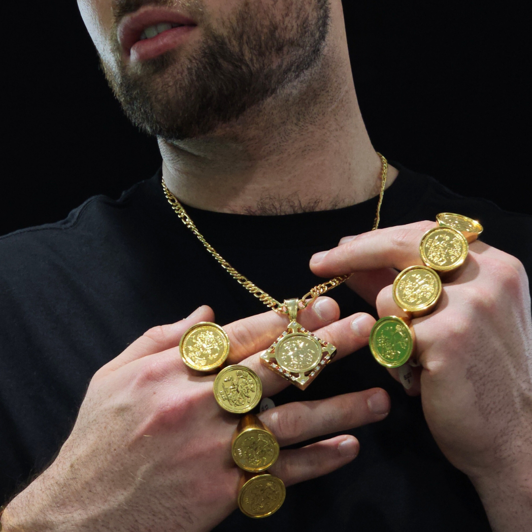 18K Gold Filled Square Sovereign Pendant Necklace