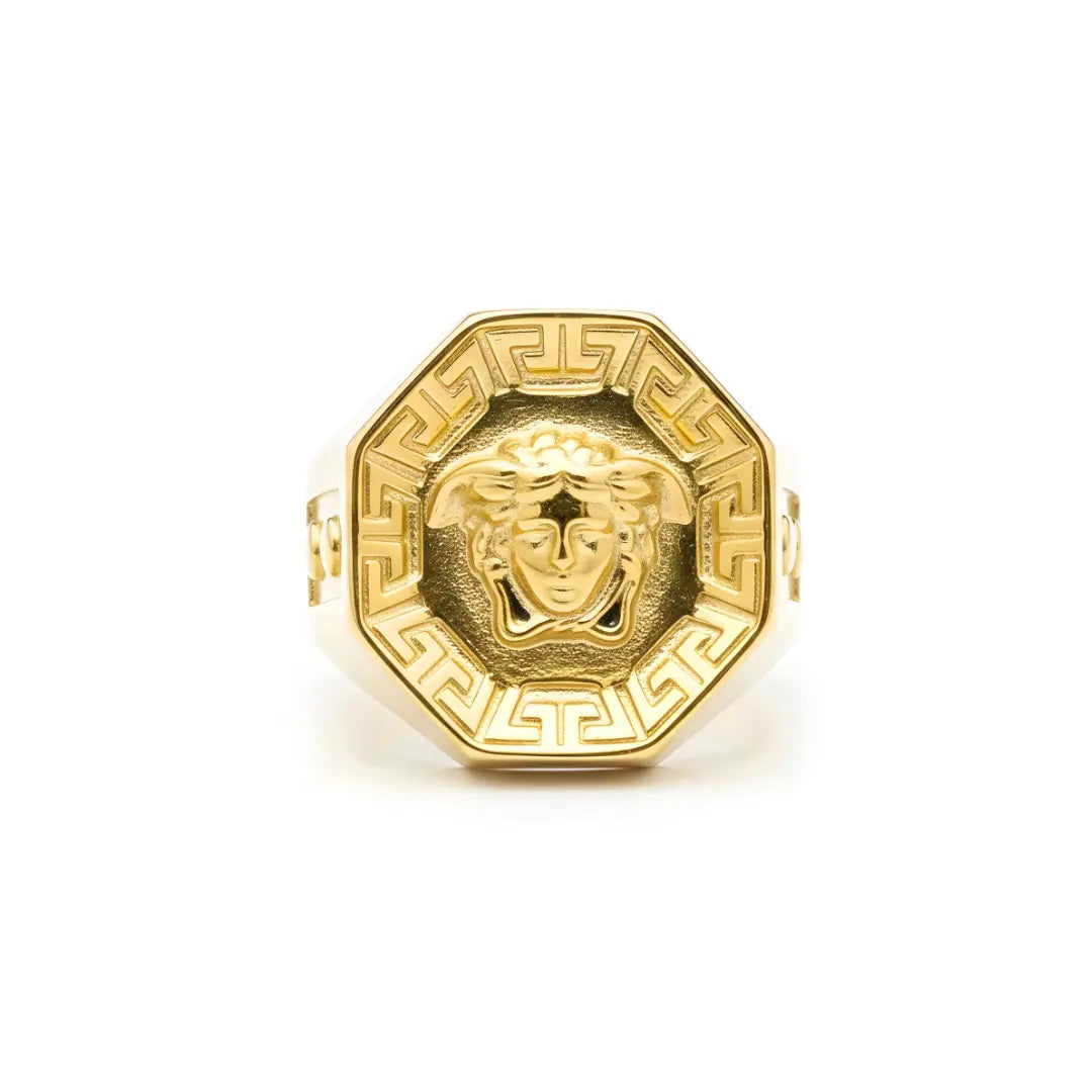 Gold Mythic Head Statement Ring