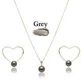18K Gold Filled Hawaiian Pearl Necklace & Heart Drop Earrings Set – 12mm High-Luster Pearl with 60cm Chain in 9 Colors
