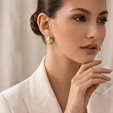 18K Gold Filled Baguette Crystal Huggie Hoop Earrings – 15mm x 15mm Polished Geometric Click-Lock Earrings for Women