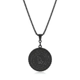 Serenity Prayer & Praying Hands Medallion Necklace (Black, Gold & Silver Tone) – 52cm Belcher Chain