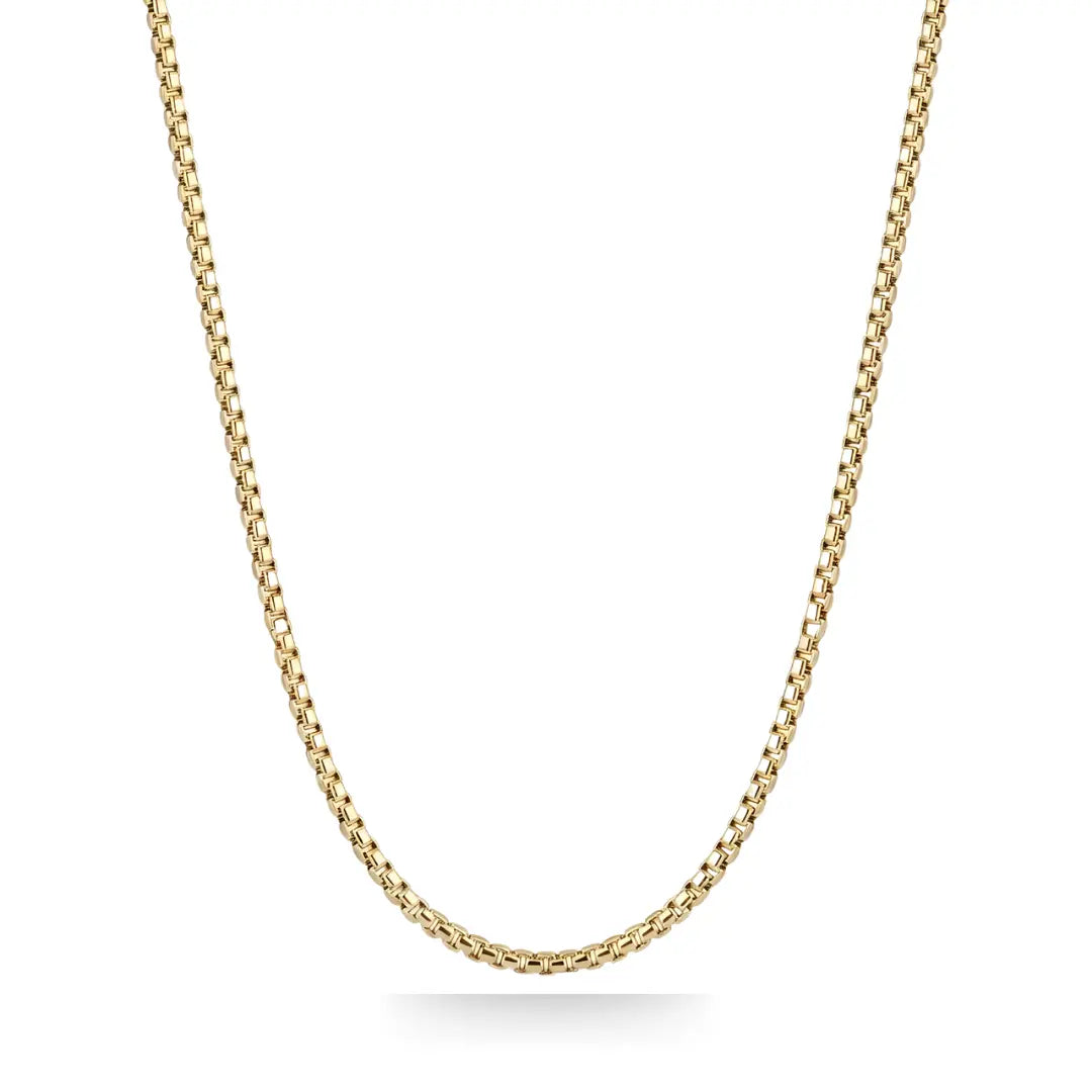 Gold & Silver Tone Round Box Chain Necklace (58cm) – Tarnish-Resistant Venetian Chain