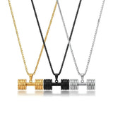 Dumbbell Gym Pendant Necklace – Stainless Steel Fitness Jewelry (Silver, Gold & Black)