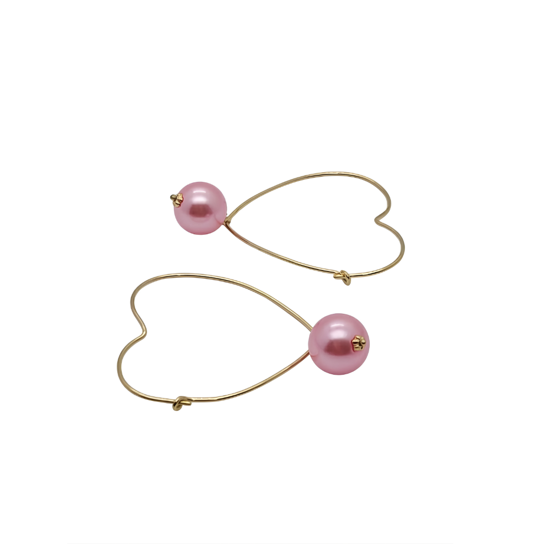18K Gold Filled Heart Shape Pearl Earrings