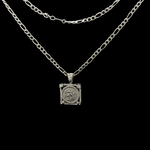 Load image into Gallery viewer, Silver Rhodium Plated Square Sovereign Pendant Necklace
