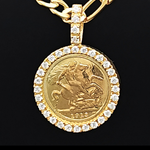 Load image into Gallery viewer, 18K Gold Filled Full Sovereign Pendant Necklace 1913 with CZ