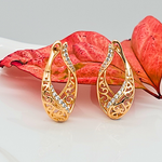 Load image into Gallery viewer, 18K Gold Filled Egyptian Pattern Huggie Earrings with Cubic Zirconia