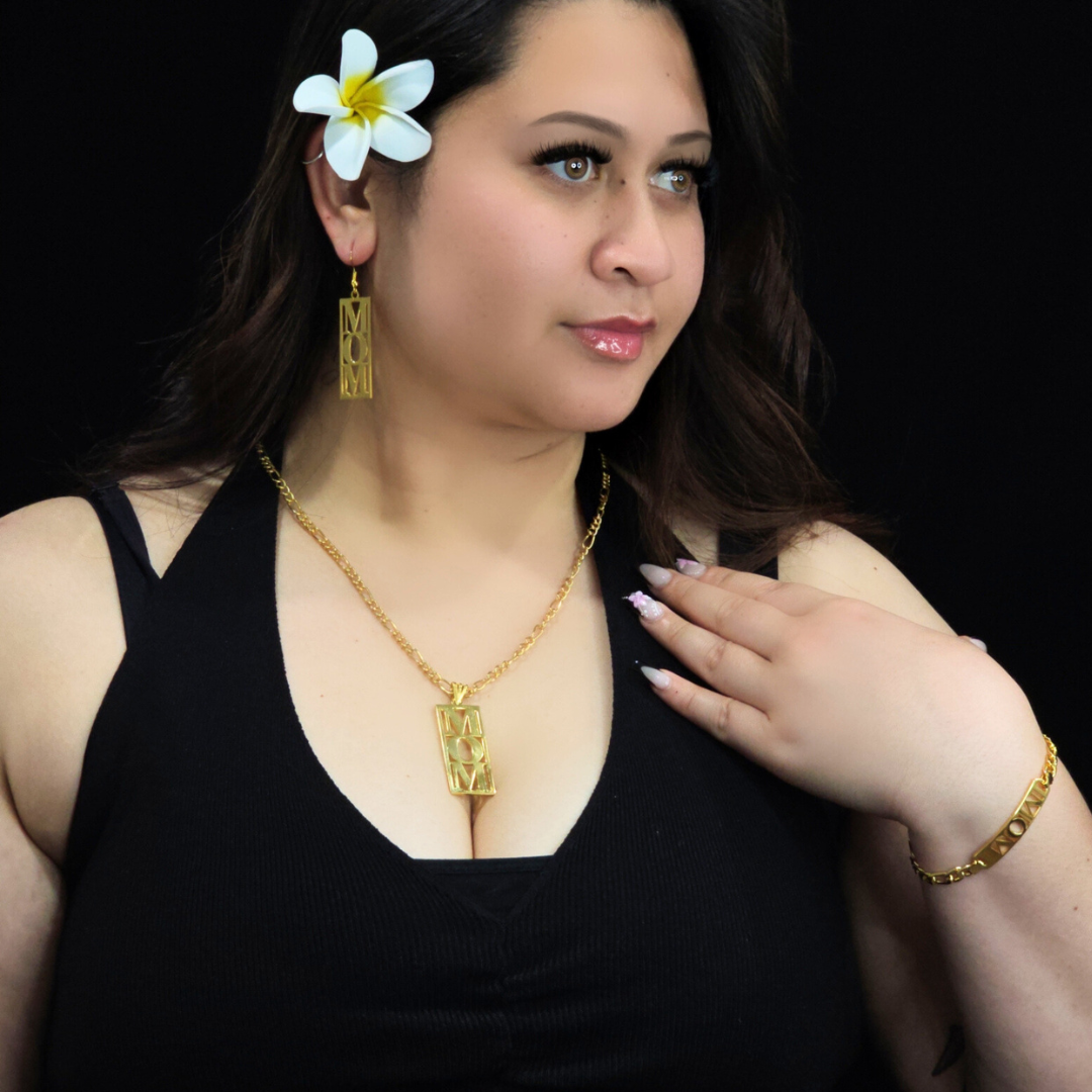 18K Gold Filled Mom Necklace, Bracelet & Earrings