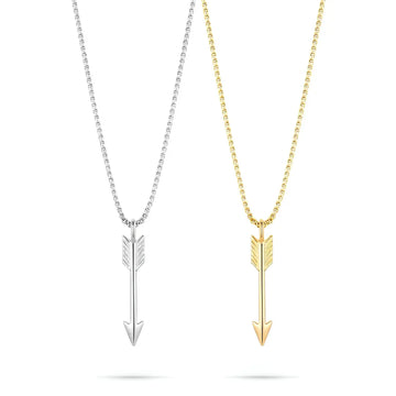 Gold & Silver Tone Arrow Pendant Necklace (58cm Box Chain) – Modern Statement Jewelry