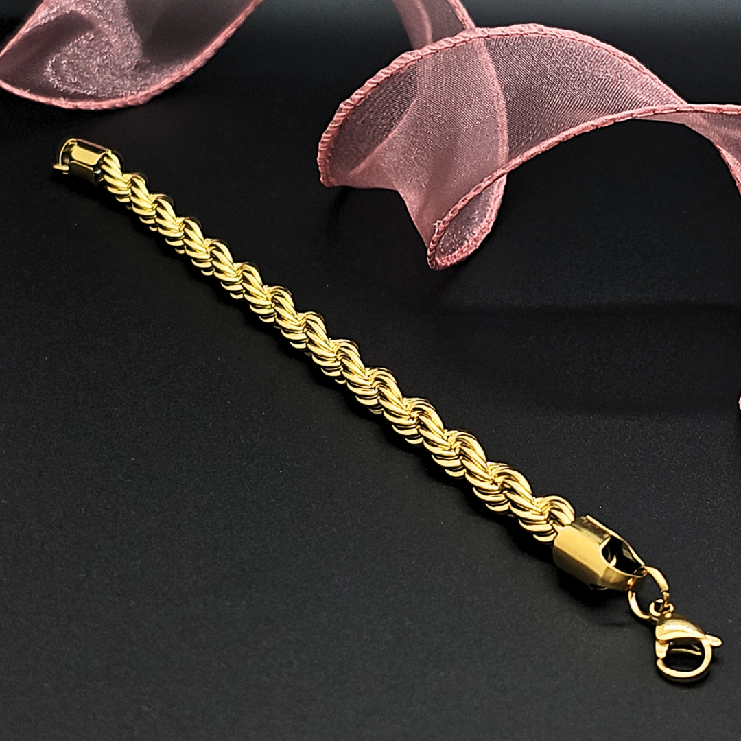 18K Gold Filled Rope Chain Bracelet