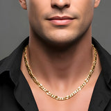 60CM x 12MM 18K Gold-Filled Figaro Chain Necklace –  Flat Link Unisex Heavy Duty Tarnish-Proof Chain