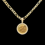 Load image into Gallery viewer, 18K Gold Filled Full Sovereign Pendant Necklace 1913 with CZ