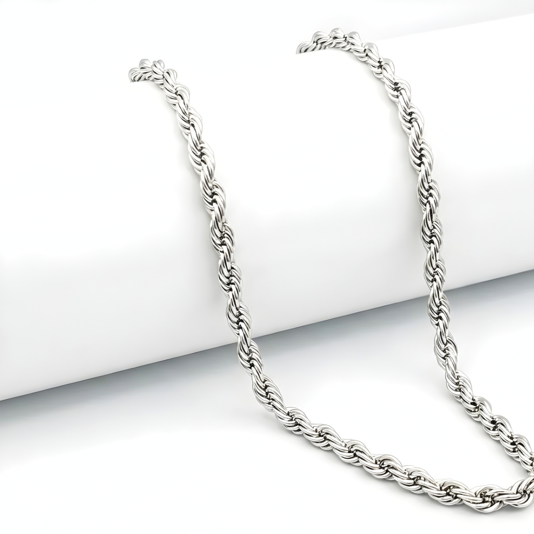 Stainless Steel Silver Rope Chain Necklace 50cm 12mm