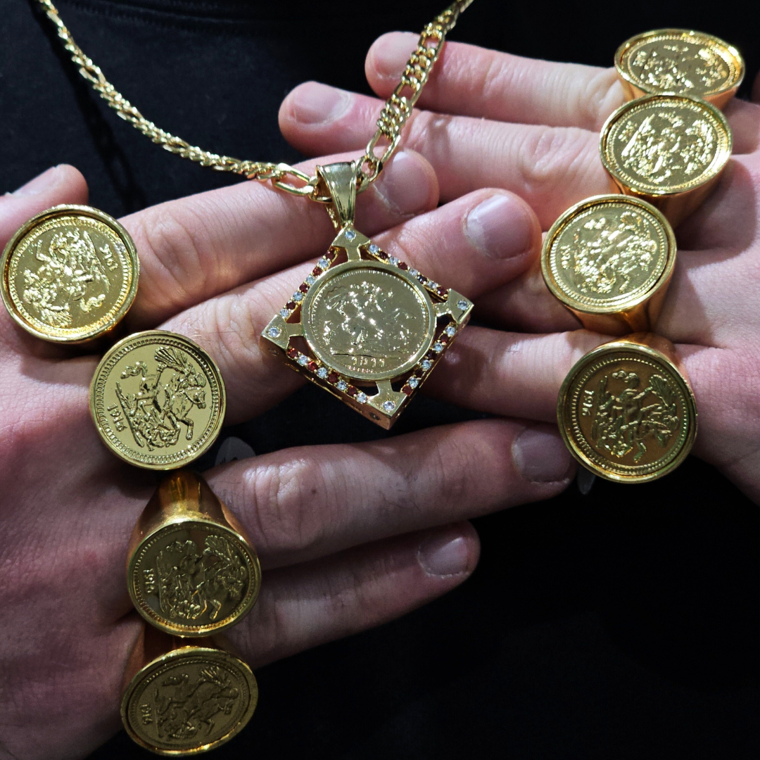 18K Gold Filled Square Sovereign Pendant Necklace