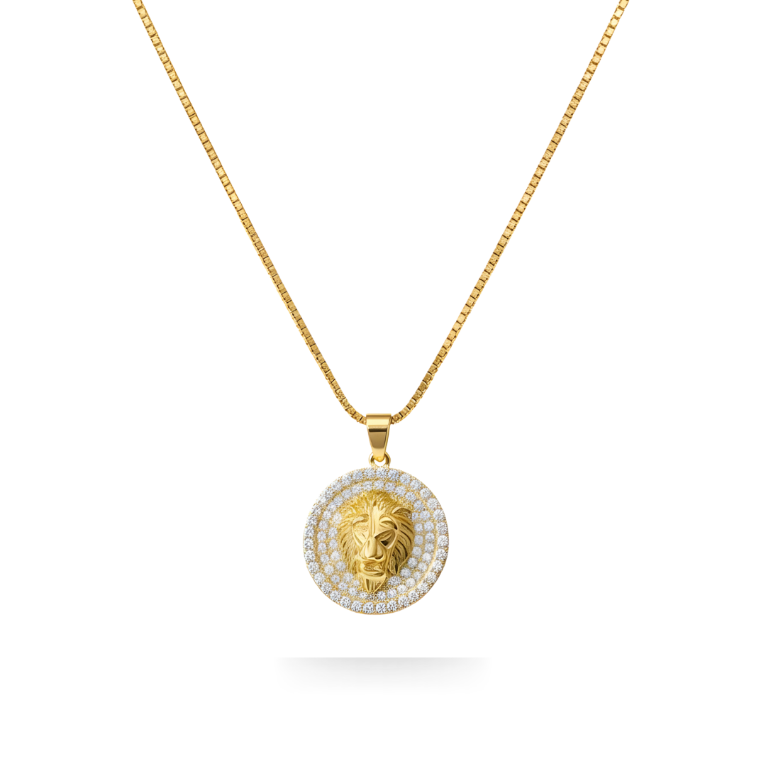 18k Gold Filled Lion Head Pendant with CZ