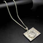 Load image into Gallery viewer, Silver Rhodium Plated Square Sovereign Pendant with CZ
