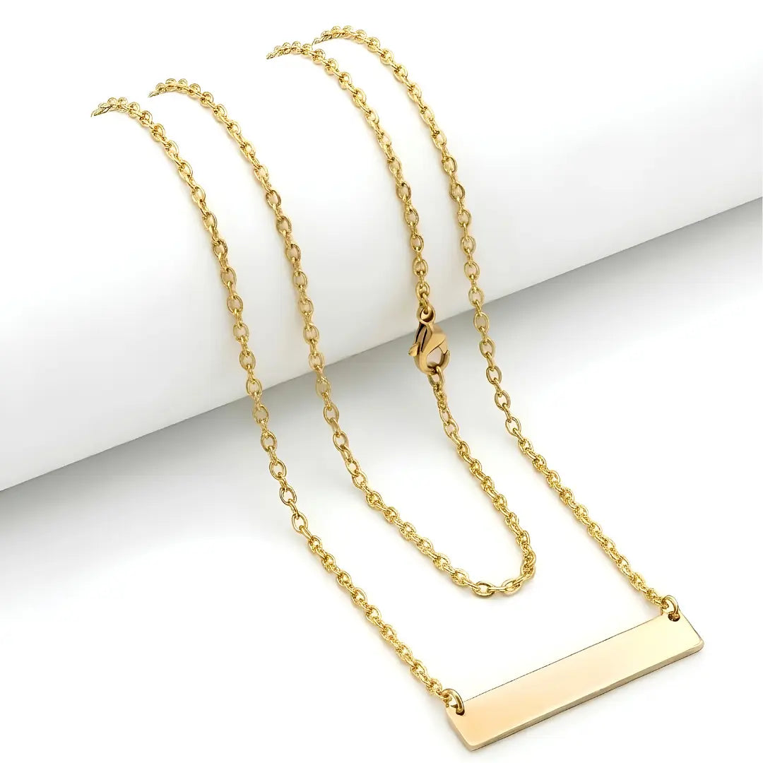 48cm Chain 18K Gold-Filled Horizontal Bar Pendant Necklace –  Tarnish-Proof Minimalist Gold Bar Jewelry