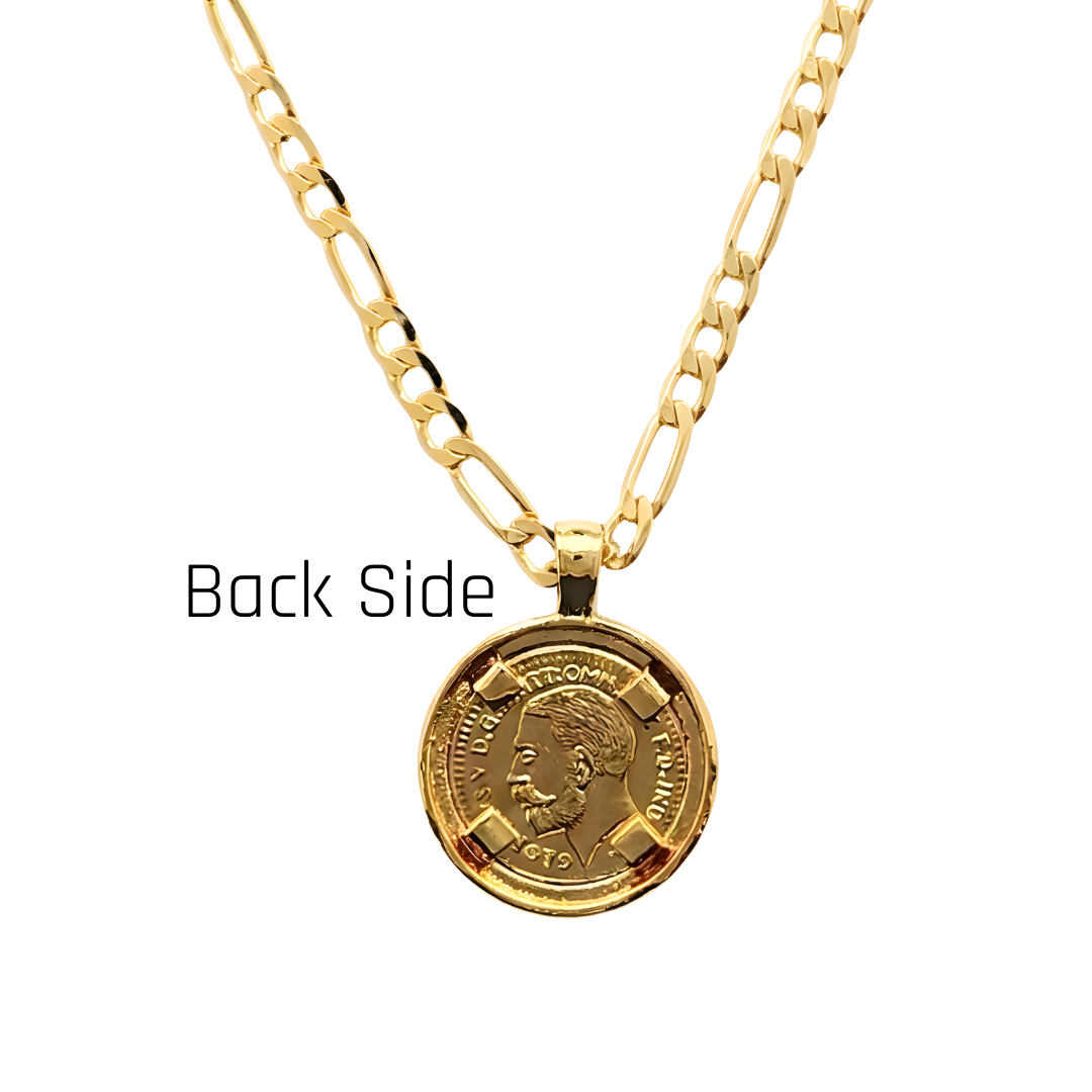 Gold Filled Tarnish Proof Sovereign Pendant with Black Stones & CZ