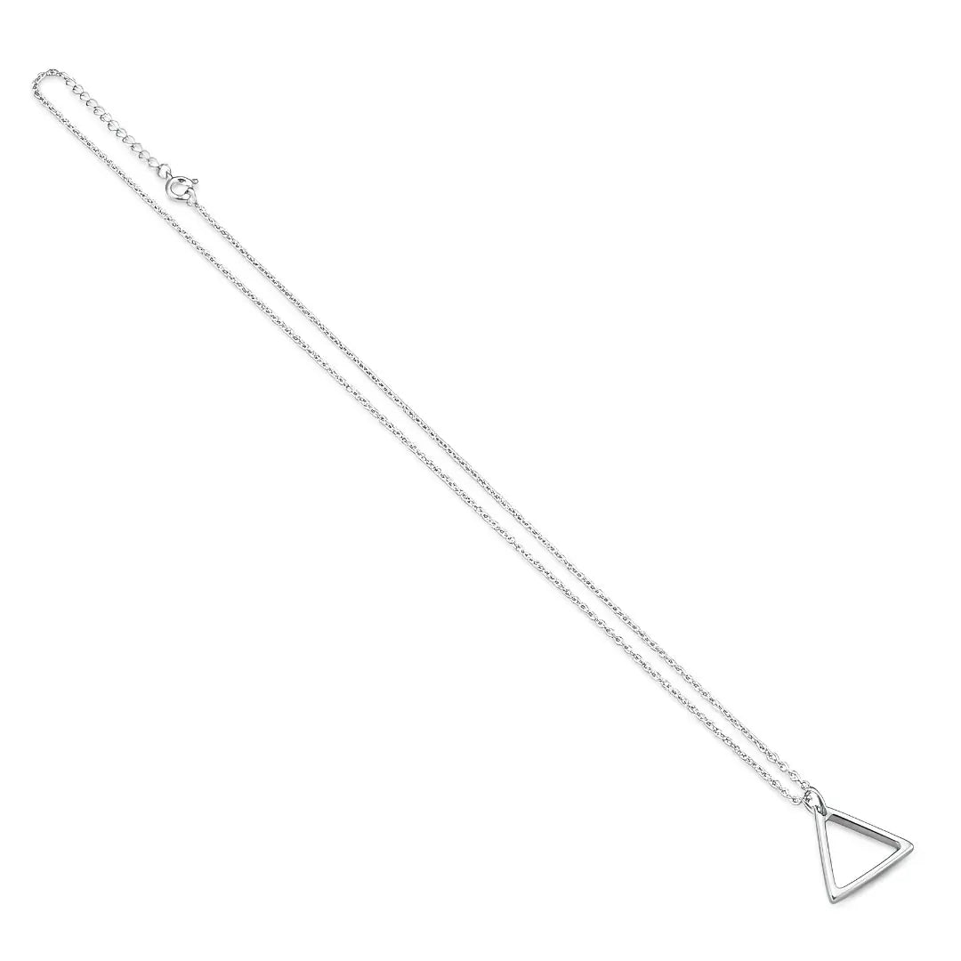 Silver Geometric Triangle Pendant Necklace – 60cm Cable Chain Minimalist Jewelry