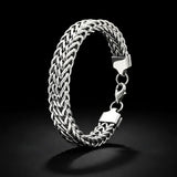 23CM x 14MM Men's Stainless Steel Franco Wheat Chain Bracelet -  Heavy Duty Silver Curb Link Bangle, Tarnish-Proof Waterproof Jewelry