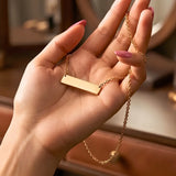 48cm Chain 18K Gold-Filled Horizontal Bar Pendant Necklace –  Tarnish-Proof Minimalist Gold Bar Jewelry