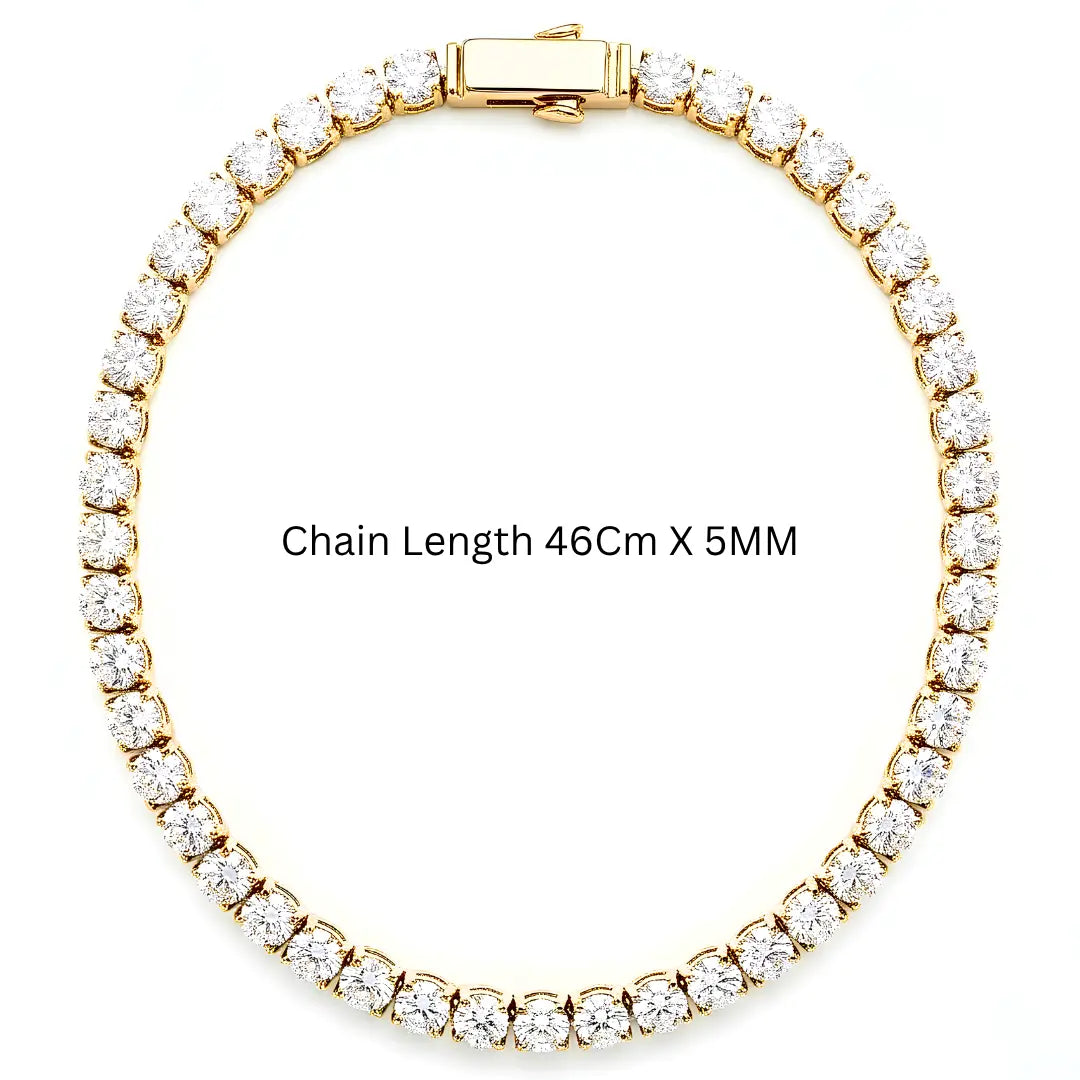 46Cm X 5MM 18K Gold Filled Tennis Chain – Tarnish-Proof Diamond Necklaces