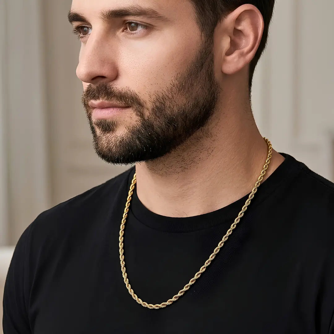 60CM x 5MM 18K Gold Filled Rope Chain – Tarnish-Proof  Unisex Necklace