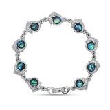 19CM Hawaiian Sterling Silver Abalone Dolphin Bracelet, Tarnish-Proof Ocean Jewelry