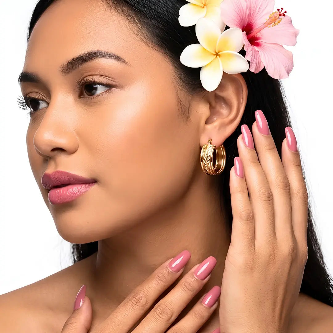 14K Gold Filled Hawaiian Chevron Wave Hoop Earrings | Tarnish Proof