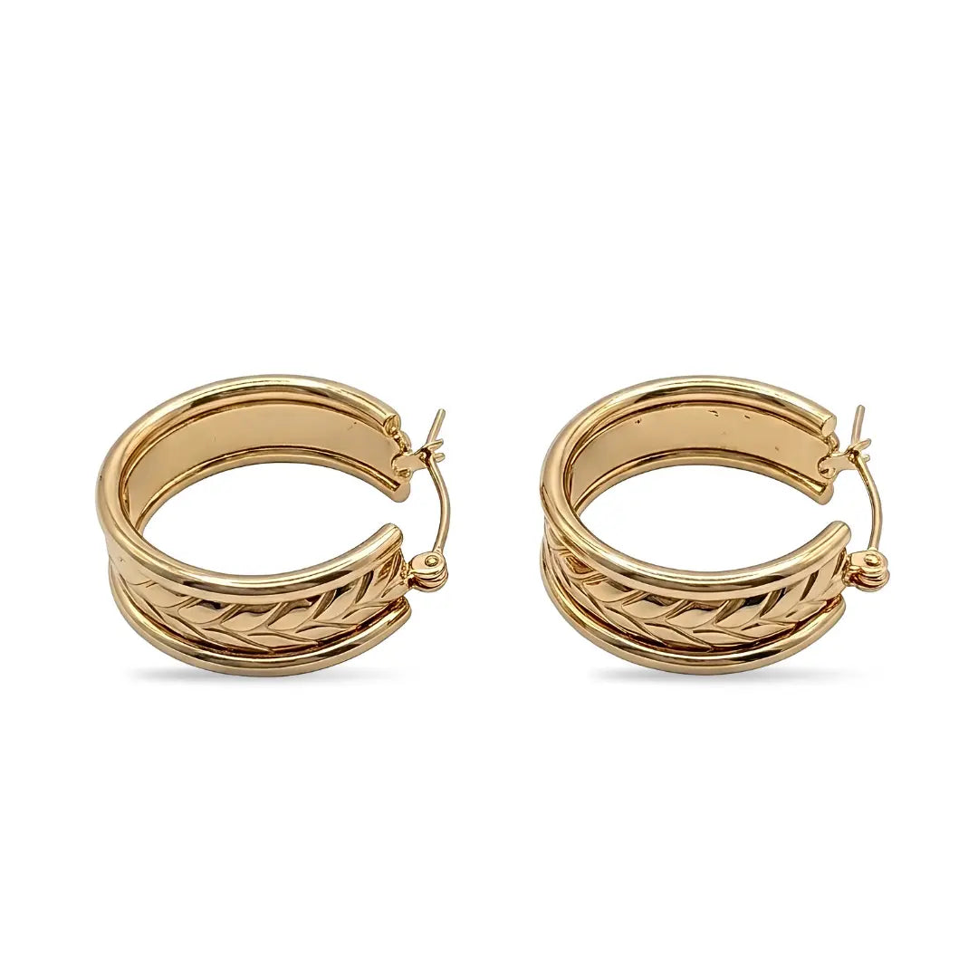 14K Gold Filled Hawaiian Chevron Wave Hoop Earrings | Tarnish Proof