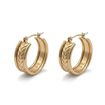 14K Gold Filled Hawaiian Chevron Wave Hoop Earrings | Tarnish Proof