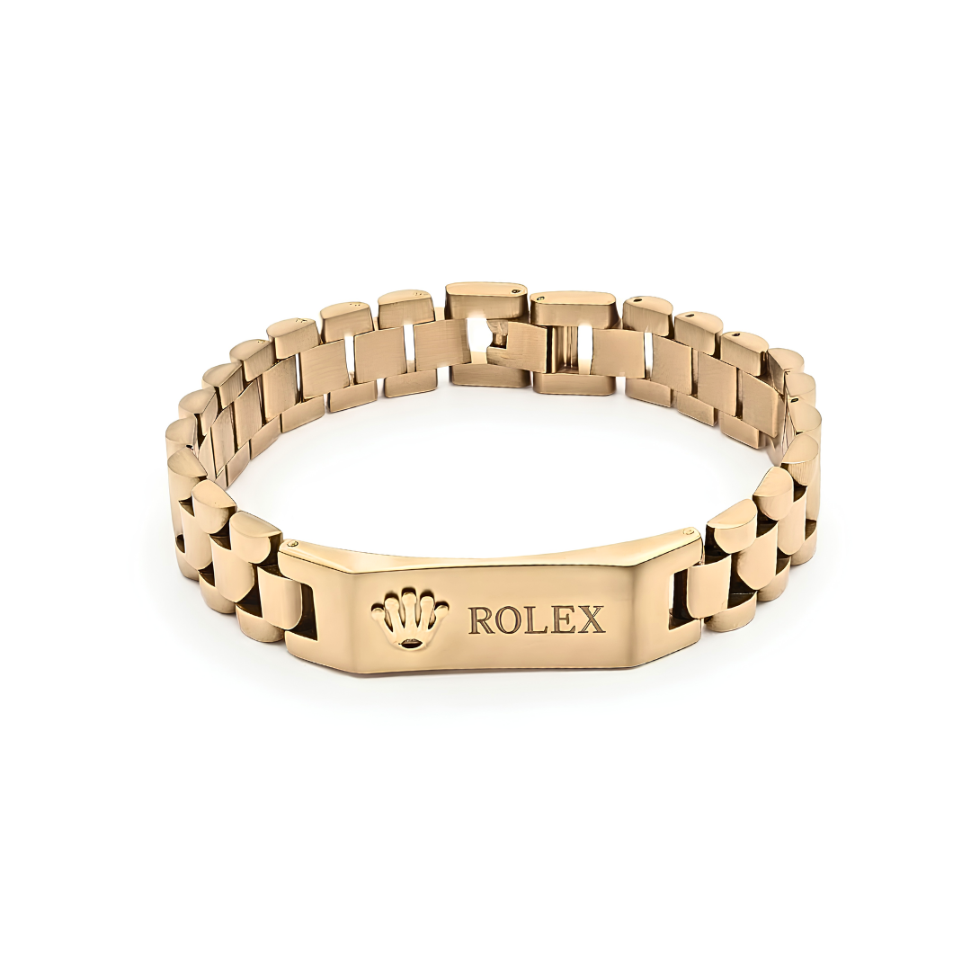 18K Gold Filled Stainless Steel Plaque Bracelet – 21cm 14mm President-Style Link Bracelet for Men