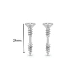 Men’s Silver Screw Design Stud Earrings 24mm – Tarnish-Proof Industrial Hardware Post Earrings for Men