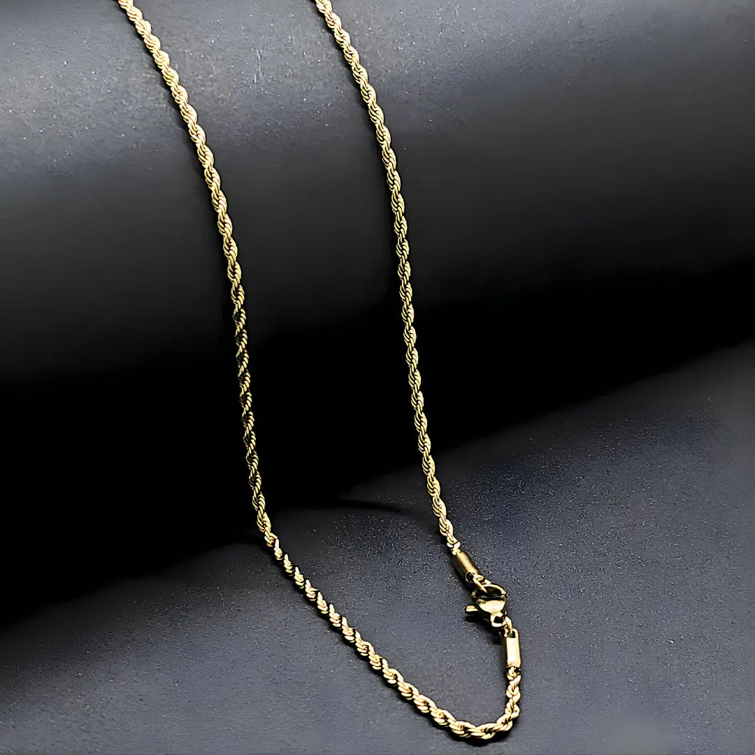 18K Gold Filled Rope Chain – 60cm & 3mm Unisex Tarnish-Proof Chain