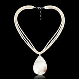 45CM + 5CM Extension Hawaiian Multi-Strand White Shell Beaded Teardrop Mother of Pearl Pendant Necklace