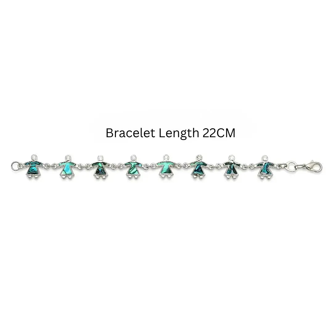 22CM Hawaiian Sterling Silver Abalone Shell Angel Charm Bracelet – Tarnish-Proof Inlay Link Chain