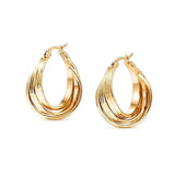 18K Gold Filled Tarnish Proof Hawaiian Multi-Strand Twisted Hoop Earrings