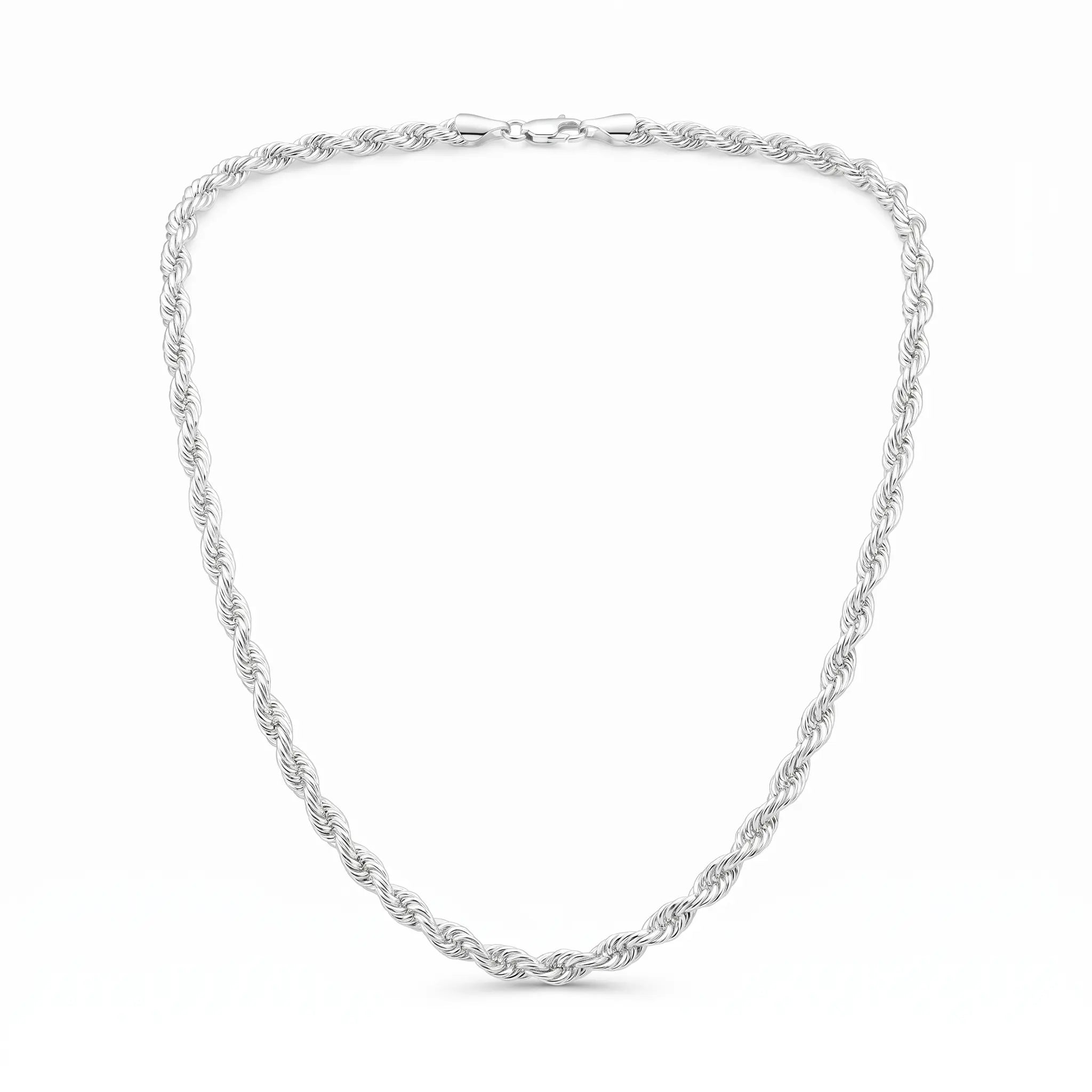 Stainless Steel Silver Rope Chain Necklace – Chunky Twisted Silver Chain
